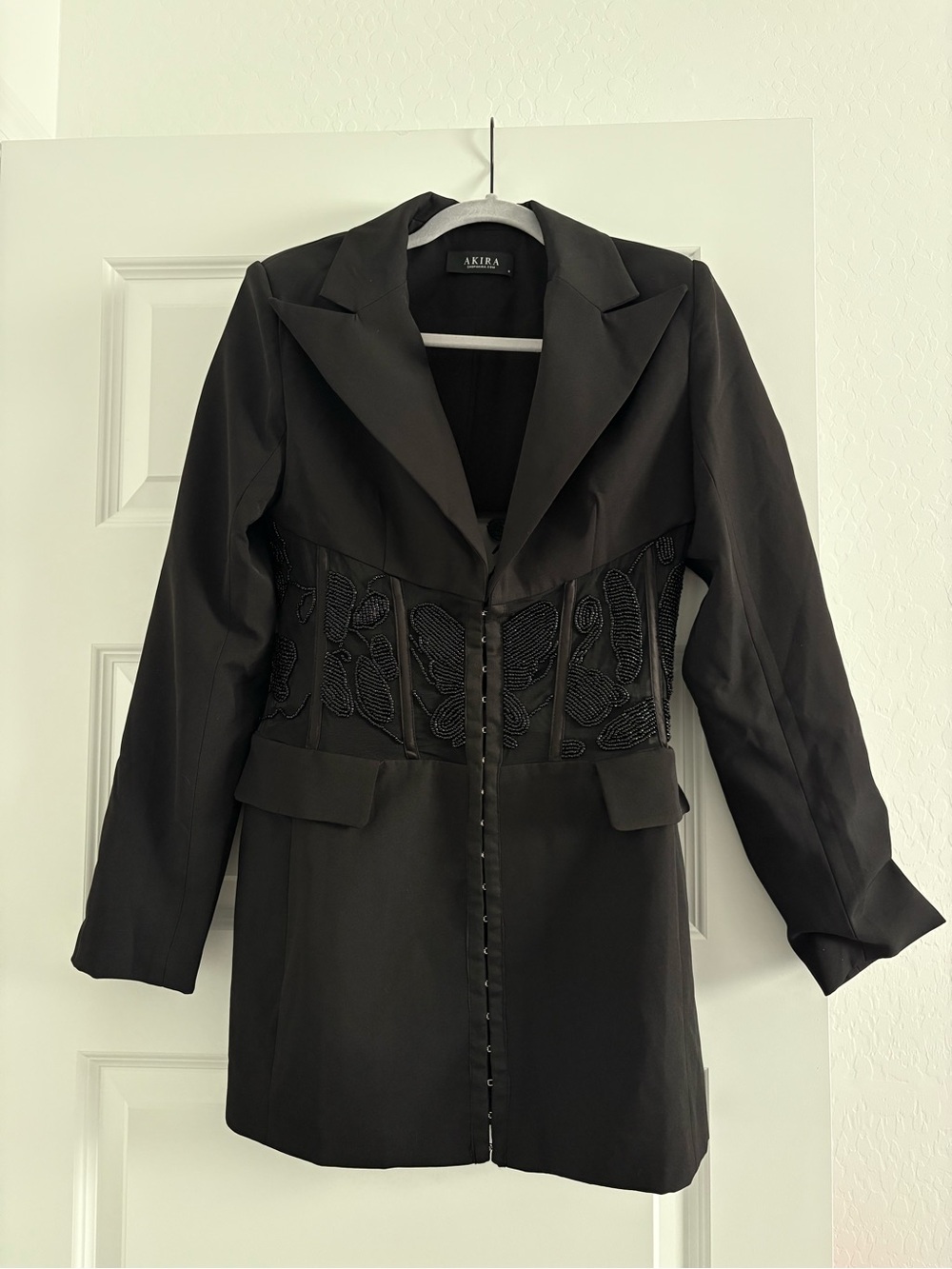 AKIRA Black Beaded Corset-Detail Blazer - Picture 2 of 10